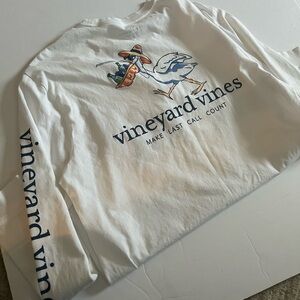 Vineyard Vines White Long Sleeve Tee with Nautical Graphic